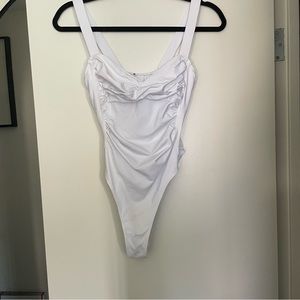 White Runched Bodysuit